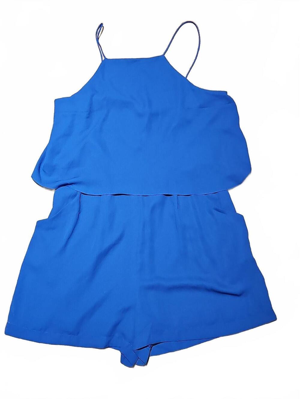 Express Royal Blue Sleeveless Romper With Pockets And Split Back. Lined Size 12